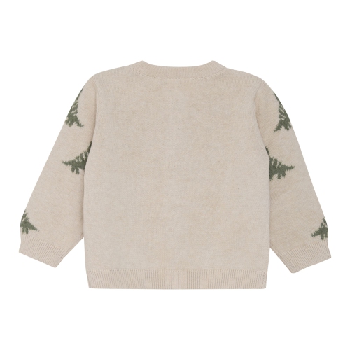 Cardigan en tricot de coton biologique de Minymo - Dinos sur mélange beige pâle