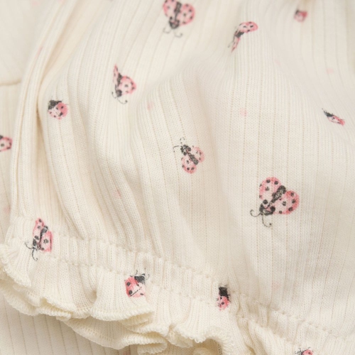 Minymo Ribbed Short-Sleeve Romper - Rose Quartz