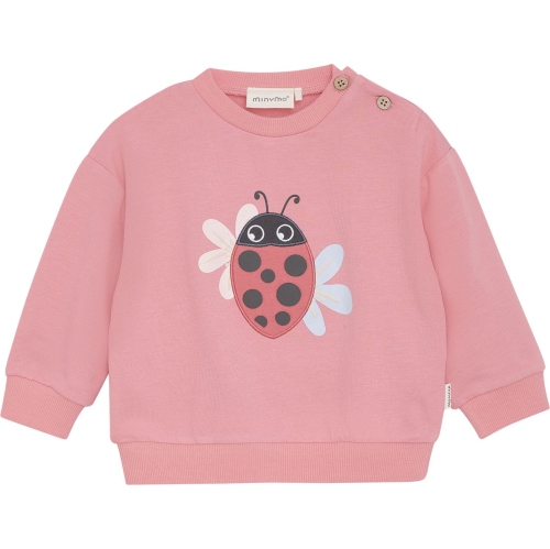 Minymo Long-Sleeve Sweatshirt - Ladybug on Strawberry Pink