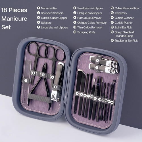 axGear Nail Clippers and Pedicure Manicure Care Kit 18 PCs Stainless Steel File Scissor