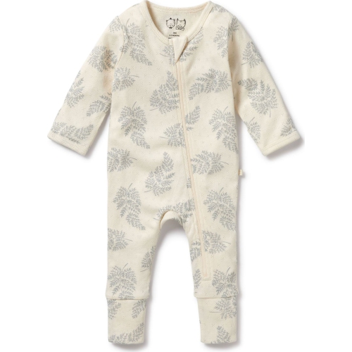 Wilson+Frenchy Organic Cotton Pointelle Zipsuit with Feet - Forever Ferns