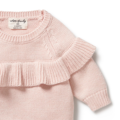 Wilson+Frenchy Knitted Ruffle Sweater - Pink