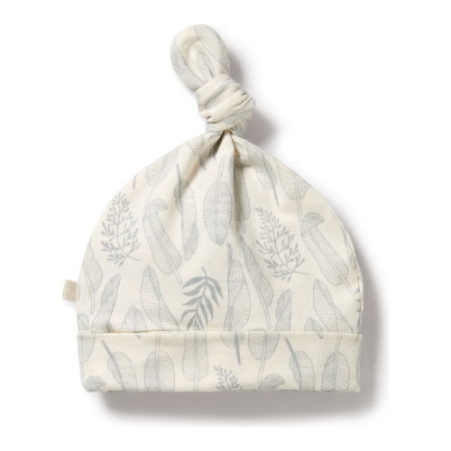 Bonnet en coton biologique Wilson+Frenchy avec noeud - Nouvelle feuille