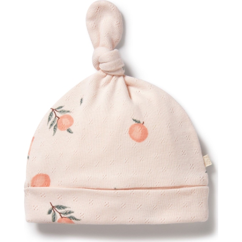 WILSONFRENCHY  Wilson+Frenchy Organic Cotton Pointelle Knot Hat - Peaches (Xs, Newborn) In Multicolor