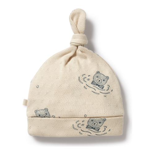 Wilson+Frenchy – Bonnet en coton biologique avec noeud Pointelle - Petit ours