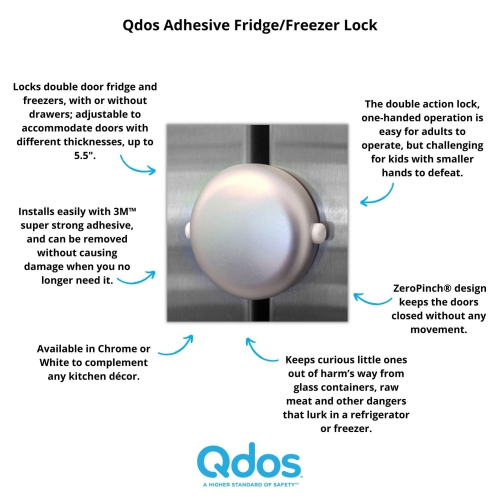 Qdos Fridge Freezer Lock - Chrome Adhesive