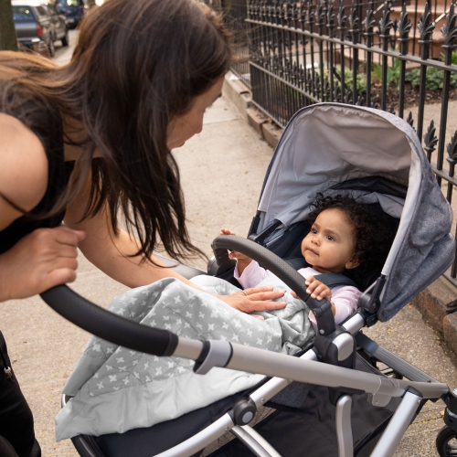 Aden+Anais On-The-Go Cotton Weighted Blanket - Grey Cross-Hatch