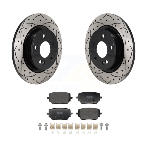 Rear Coated Drilled Slotted Disc Brake Rotor Semi-Metallic Pad Kit For Mercedes-Benz A220 KDF-101345