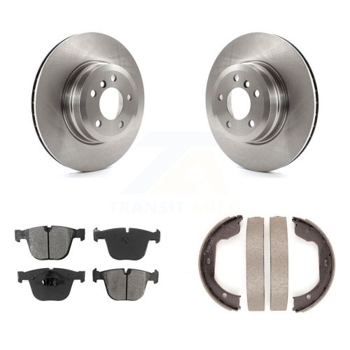 Image 1 of 10.. Rear Disc Rotors Semi-Metallic Pads And Parking Brake Shoes Kit For BMW X5 X6 K8S-104340