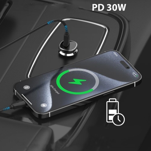 Chargeur rapide USB-C pour l'auto d'AxGear universel 30&nbsp;W de type C avec câble USB-C, 3 pi, modèle compact