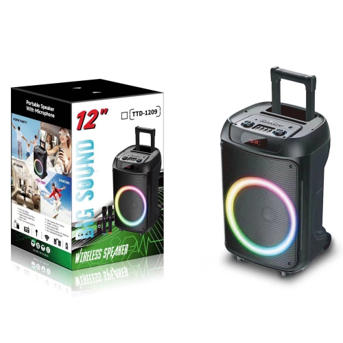 axGear Portable Bluetooth 12 IN Speaker Subwoofer Outdoor LED Light Wired Microphone