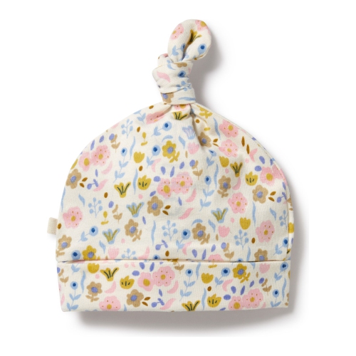 Bonnet en coton biologique Wilson+Frenchy avec noeud – Ava floral