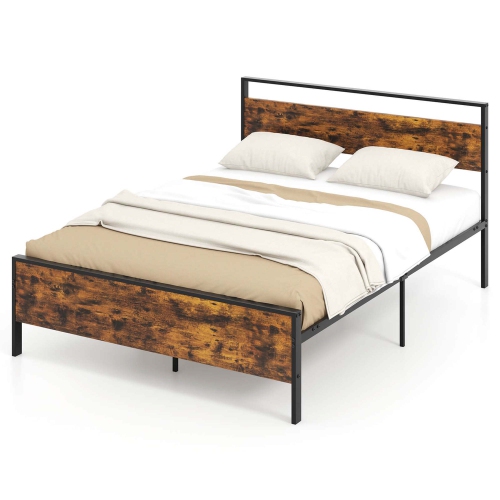 COSTWAY  Twin/full/queen/king Size Bed Frame With Wooden Headboard And Footboard Under-Bed Storage