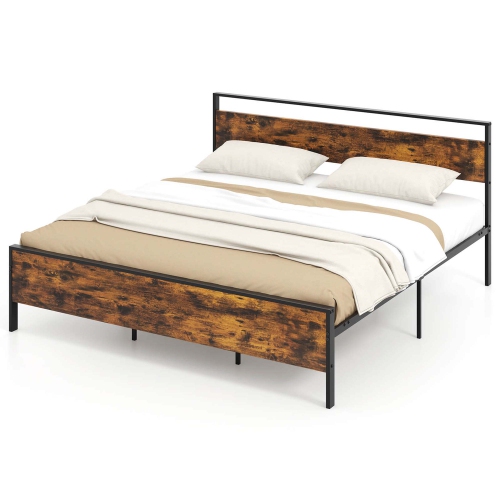 COSTWAY  Twin/full/queen/king Size Bed Frame With Wooden Headboard And Footboard Under-Bed Storage