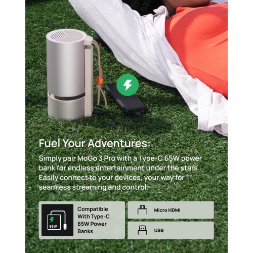 Open Box - XGIMI MoGo 3 Pro Home Theatre Projector, Portable for Outdoor, 1080p, 4K Movie Support, Auto Focus/ Keystone, WiFi/Bluetooth, Speaker,