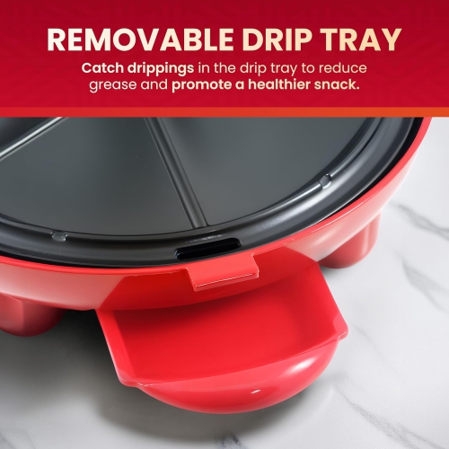 Elite Gourmet 8-Inch Non-Stick Electric Quesadilla Maker, Easy-Slice 6-Wedge, Red