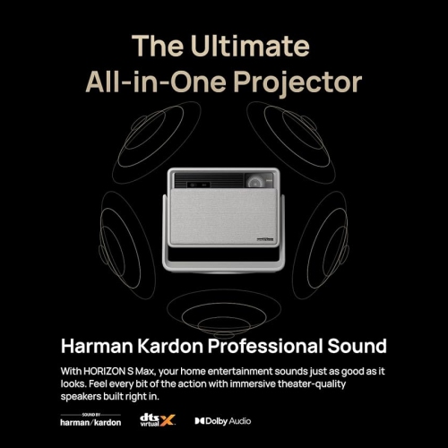 Boîte ouverte - Projecteur de cinéma maison UHD 4K HORIZON S Max de XGIMI pour films/jeux, téléphone intelligent, écran jusqu'à 200&nbsp;po,