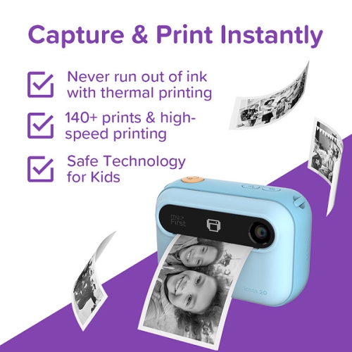 New myFirst Camera Insta 20 - Instant Print Digital Camera for Kids with 16MP Photos, Video 1080P, Selfie Lens, Thermal Printing No Ink, Micro SD Card
