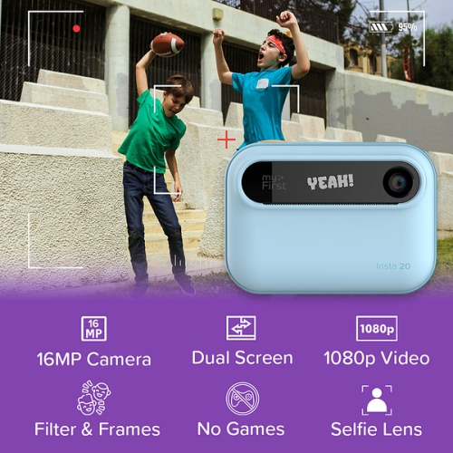 New myFirst Camera Insta 20 - Instant Print Digital Camera for Kids with 16MP Photos, Video 1080P, Selfie Lens, Thermal Printing No Ink, Micro SD Card