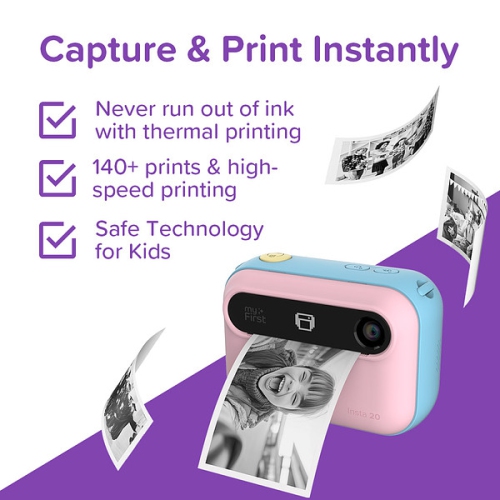 New myFirst Camera Insta 20 - Instant Print Digital Camera for Kids with 16MP Photos, Video 1080P, Selfie Lens, Thermal Printing No Ink, MicroSD Card
