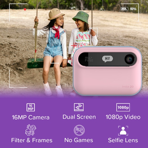 New myFirst Camera Insta 20 - Instant Print Digital Camera for Kids with 16MP Photos, Video 1080P, Selfie Lens, Thermal Printing No Ink, MicroSD Card