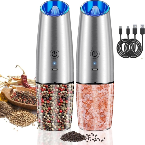 axGear Electric Salt and Pepper Grinder Set of 2 USB Rechargeable Durable Modern Style