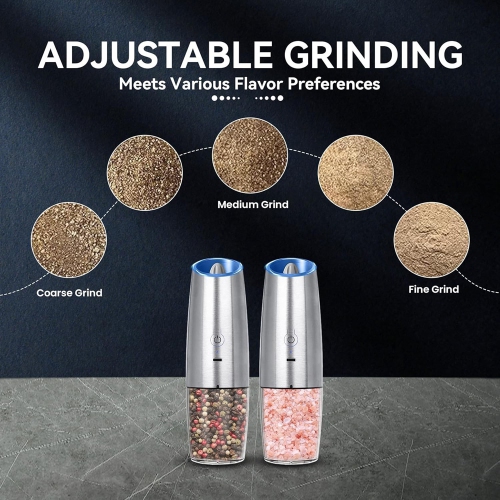 axGear Electric Salt and Pepper Grinder Set of 2 USB Rechargeable Durable Modern Style