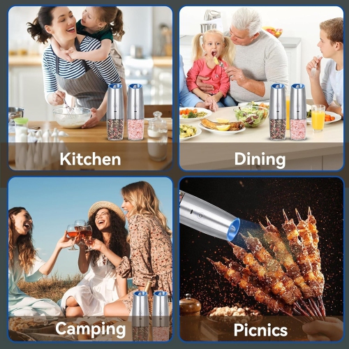 axGear Electric Salt and Pepper Grinder Set of 2 USB Rechargeable Durable Modern Style