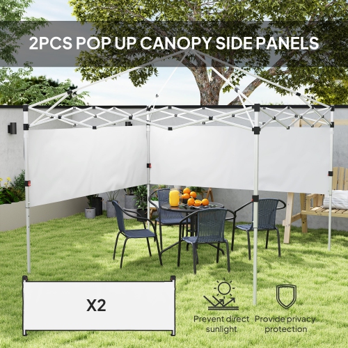 Outsunny 2 PCS Canopy Half Walls for 10' x 10' or 10' x 20' Pop Up Canopy, 2 Packs Half Sidewalls Only, White