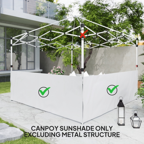 Outsunny 2 PCS Canopy Half Walls for 10' x 10' or 10' x 20' Pop Up Canopy, 2 Packs Half Sidewalls Only, White