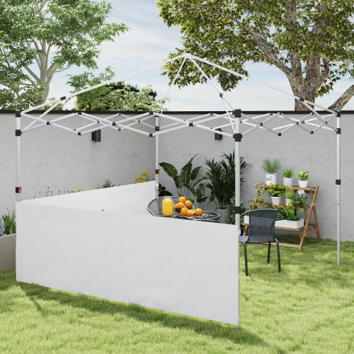 Outsunny 2 PCS Canopy Half Walls for 10' x 10' or 10' x 20' Pop Up Canopy, 2 Packs Half Sidewalls Only, White