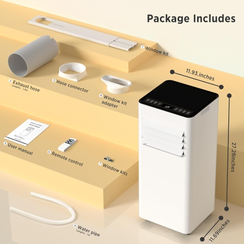 ZAFRO 8,000 BTU Portable Air Conditioners Cool Up to 350 Sq.Ft, 4 Modes Portable AC with Remote Control/Large LED Display/24Hrs Timer/Installation