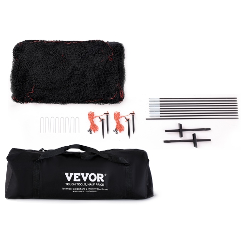 VEVOR 12FT Baseball Batting Cage, Softball and Baseball Batting Cage Net and Frame, Practice Portable Cage Net with Carry Bag, Heavy Duty Enclosed