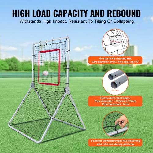 VEVOR 3.5 x 6 ft Baseball And Softball Rebounder Net,PitchBack Baseball and Softball Pitchback Net, Fielding Trainer, Bounce Back Net for