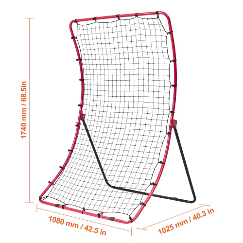 VEVOR 4 x 5.5 ft Baseball And Softball Rebounder Net, PitchBack Baseball Pitching Nest, Pitch Return Trainer Rebound Net with Pitching Target, All