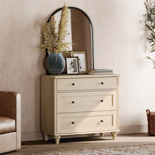 WAMPAT Dresser for Bedroom with 3 Drawers, Kids Dressers with Wide Chest of Drawers, Mid Century Modern Wooden Closet Storage Organizer for Nursery,