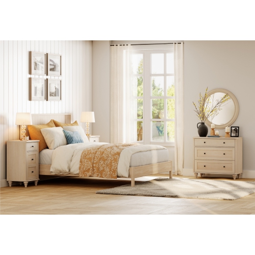 WAMPAT Dresser for Bedroom with 3 Drawers, Kids Dressers with Wide Chest of Drawers, Mid Century Modern Wooden Closet Storage Organizer for Nursery,