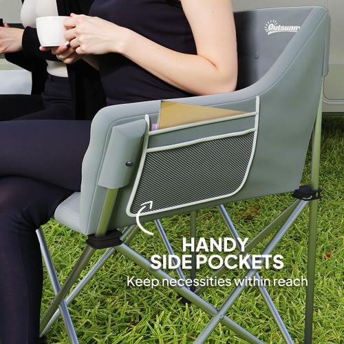 Outsunny Double Camping Chair, Oversized Camping Loveseat for Adults, Heavy Duty Folding Camp Chair with Side Pockets for Hiking, Picnic, Beach,