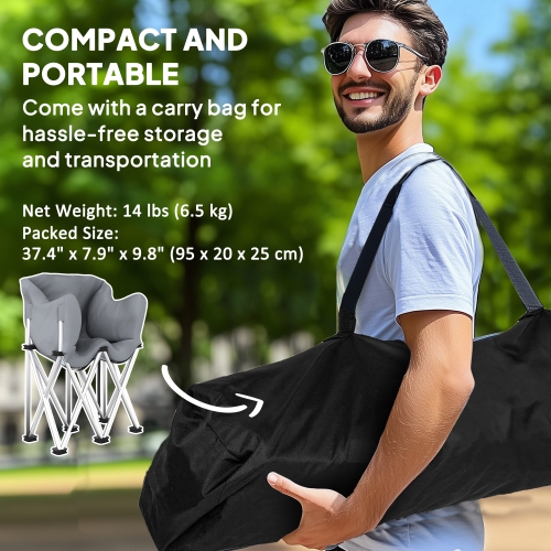 Outsunny Double Camping Chair, Oversized Camping Loveseat for Adults, Heavy Duty Folding Camp Chair with Side Pockets for Hiking, Picnic, Beach,