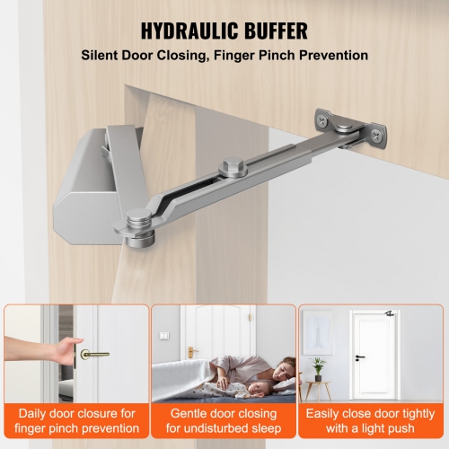 VEVOR 150 Lbs Door Closer, Automatic Door Closer Commercial or Residential Use , Adjustable Size Hydraulic Buffer Door Closers Heavy Duty Cast