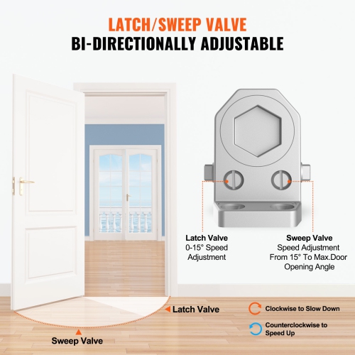 VEVOR 150 Lbs Door Closer, Automatic Door Closer Commercial or Residential Use , Adjustable Size Hydraulic Buffer Door Closers Heavy Duty Cast