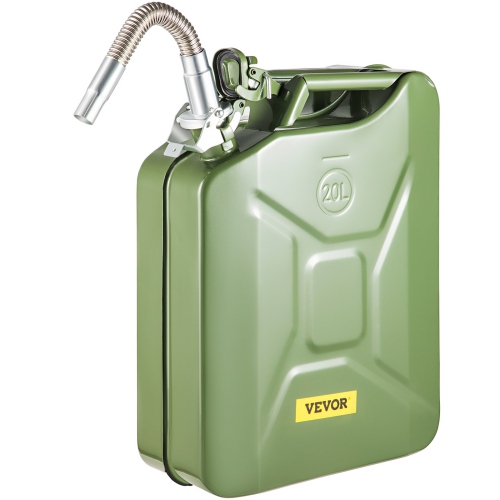 VEVOR 5.3 Gallon / 20 L Jerry Fuel Can, Portable Jerry Gas Can with Flexible Spout System, Rustproof ＆ Heat-resistant Steel Fuel Tank for Cars Trucks