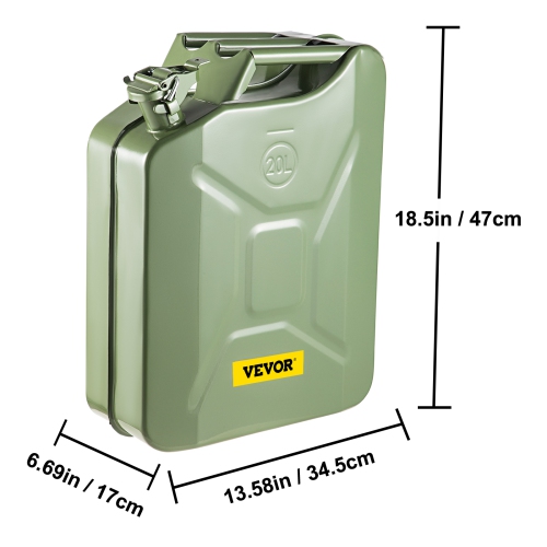 VEVOR 5.3 Gallon / 20 L Jerry Fuel Can, Portable Jerry Gas Can with Flexible Spout System, Rustproof ＆ Heat-resistant Steel Fuel Tank for Cars Trucks