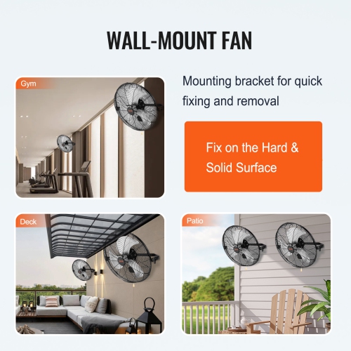 VEVOR 2 PCS 18 inch Wall Mount Fan, Manual 360-Degree Tilt Adjustment, 3-speed High Velocity Max. 4000 CFM Industrial Wall Fan for Indoor,