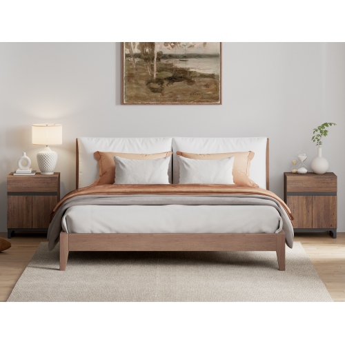 WAMPAT 2 Pack Modern End Table with 1 Drawer & 1 Storage Cabinet, Farmhouse Sofa Table with 2 Open Door, Wood Rustic Side End Table for Living Room,