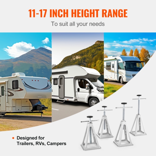 VEVOR 4 Pack RV Stabilizer Jacks, Aluminum RV Leveling Jacks, RV Stack Jacks for Travel Trailer Camper, Single Screw Jack Support up to 6000 Lbs,