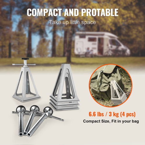 VEVOR 4 Pack RV Stabilizer Jacks, Aluminum RV Leveling Jacks, RV Stack Jacks for Travel Trailer Camper, Single Screw Jack Support up to 6000 Lbs,