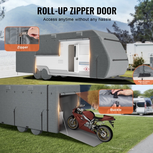 VEVOR 28-31 ft Travel Trailer Cover, Class A RV Cover, Top 300D Oxford Fabric Camper Cover, Waterproof, Windproof and Rip-Stop, with Storage Bag,