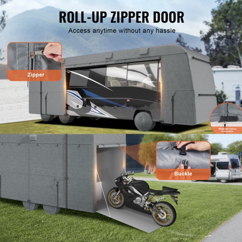 VEVOR 29-32 ft Class C RV Cover, Motorhome Cover, Oxford Fabric Motorhome RV Cover, Waterproof, Windproof and Rip-Stop, Camper Cover with Storage