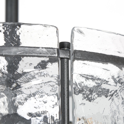 Modern Industrial 1-Light Spattered Rust Kitchen Semi-Flush Mount with Textured Glass Shade